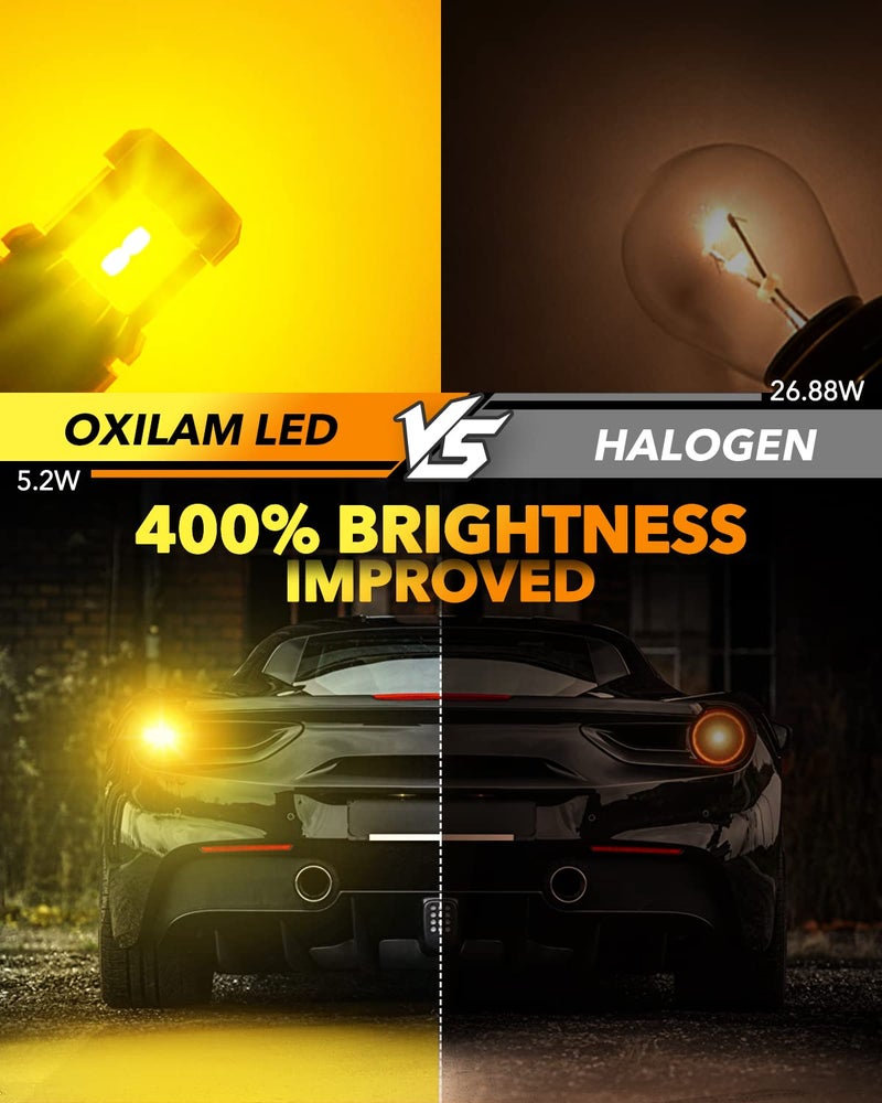 OXILAM Turn Signal Light 1156 LED Bulbs Amber Yellow 2200K Extremely Bright BA15S 1141 1003 7506 LED Bulbs with High Power 12pcs 3020SMD Chipsets, 2 Pack - Image 3